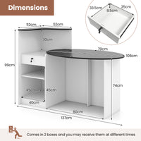 Modern Reception Desk, Front Counter Desk with Oval Tabletop