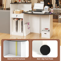 Modern Reception Desk, Front Counter Desk with Oval Tabletop