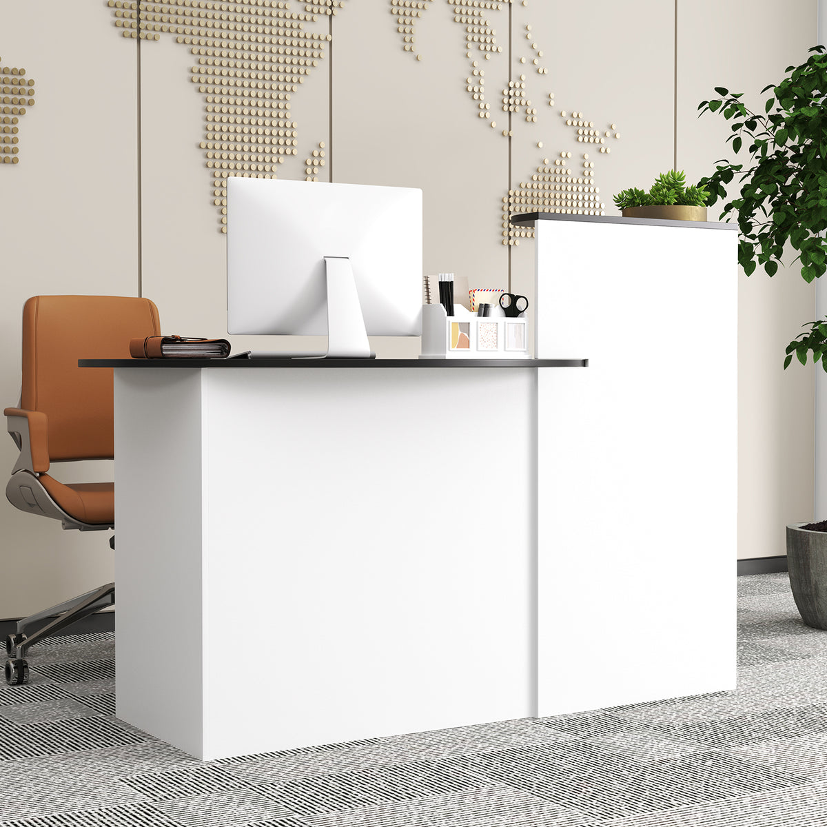 Modern Reception Desk, Front Counter Desk with Oval Tabletop