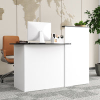 Modern Reception Desk, Front Counter Desk with Oval Tabletop