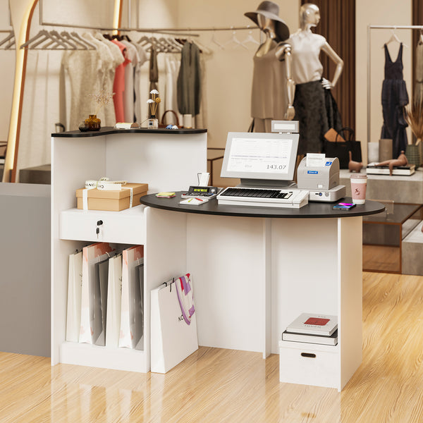Modern Reception Desk, Front Counter Desk with Oval Tabletop