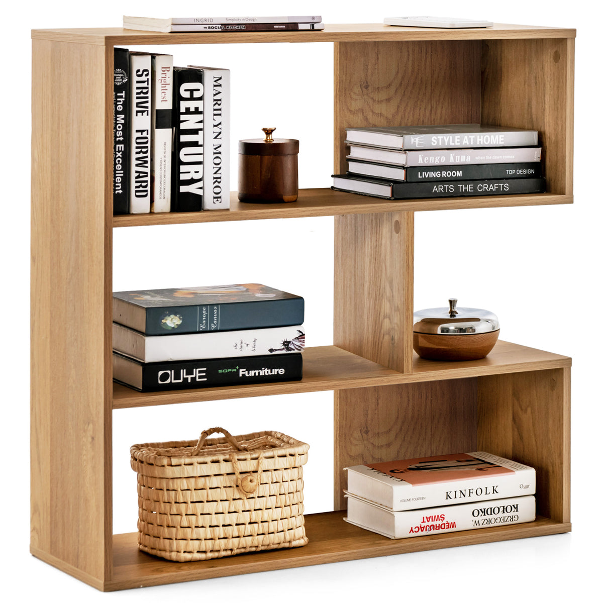 Giantex Bookshelf, 3-Shelf Open Bookcase, Freestanding Corner Bookshelf