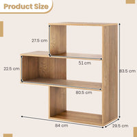 3-Shelf Open Bookcase, Freestanding Corner Bookshelf, Modern Display Storage Shelf