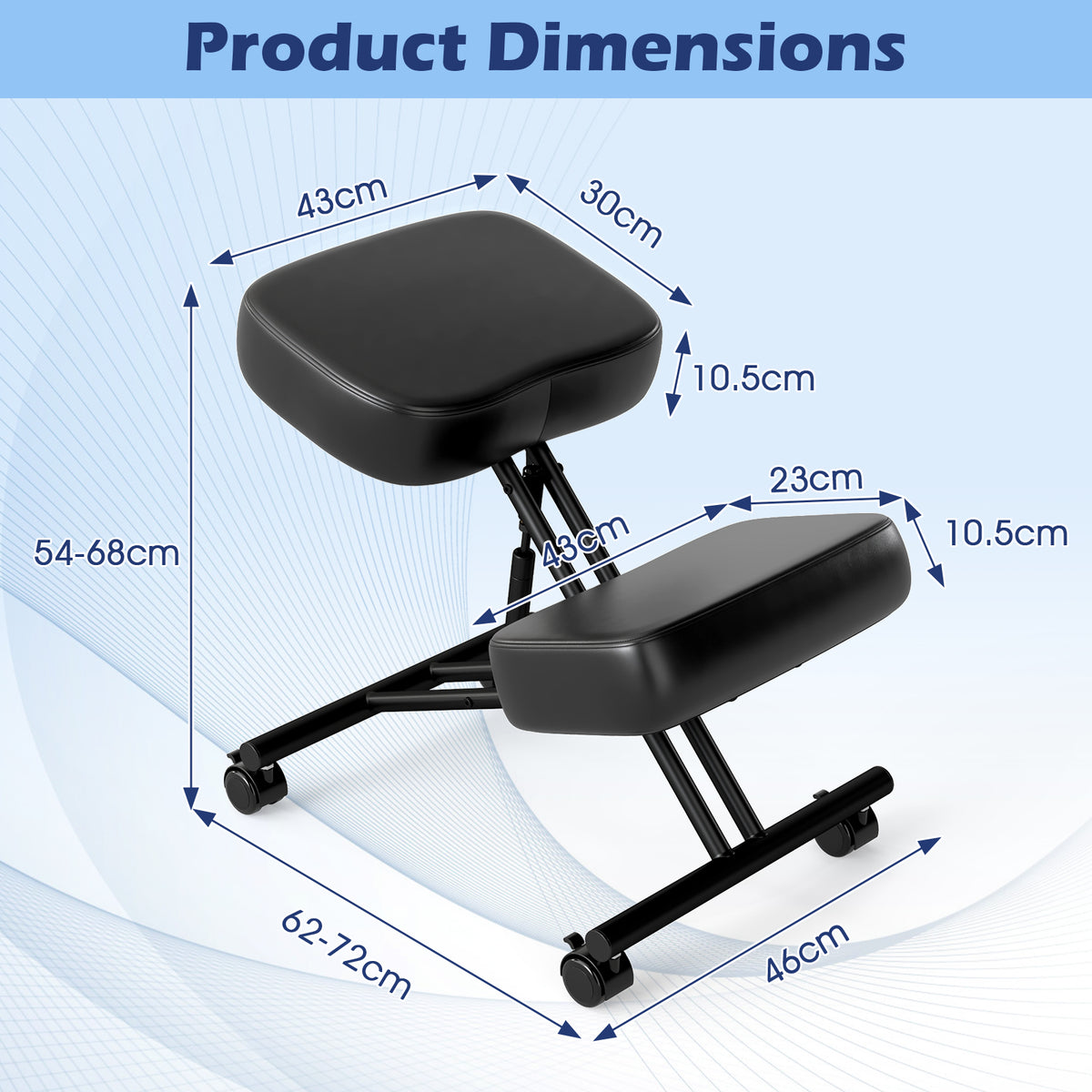 Height Adjustable Ergonomic Kneeling Chair Posture Correction Stool Office Home