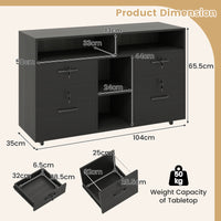 File Cabinet with Lock, Mobile Lateral Filing Storage Organizer