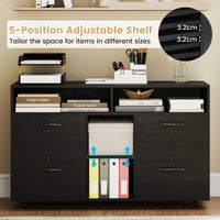 File Cabinet with Lock, Mobile Lateral Filing Storage Organizer