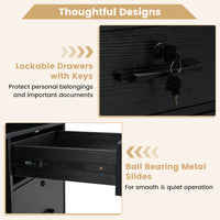 File Cabinet with Lock, Mobile Lateral Filing Storage Organizer