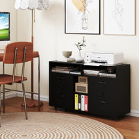 File Cabinet with Lock, Mobile Lateral Filing Storage Organizer