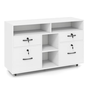 File Cabinet with Lock, Mobile Lateral Filing Storage Organizer