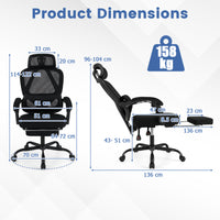 Ergonomic Office Chair High Back Mesh Desk Chair w/ Retractable Footrest