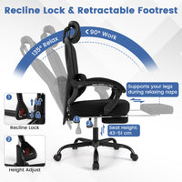 Ergonomic Office Chair High Back Mesh Desk Chair w/ Retractable Footrest