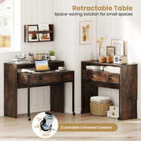 Extending Writing Desk, Console Table with 2 Drawers