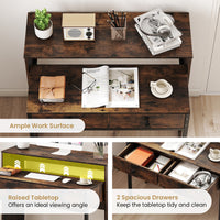Extending Writing Desk, Console Table with 2 Drawers