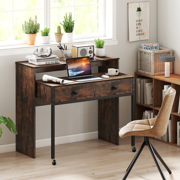 Extending Writing Desk, Console Table with 2 Drawers