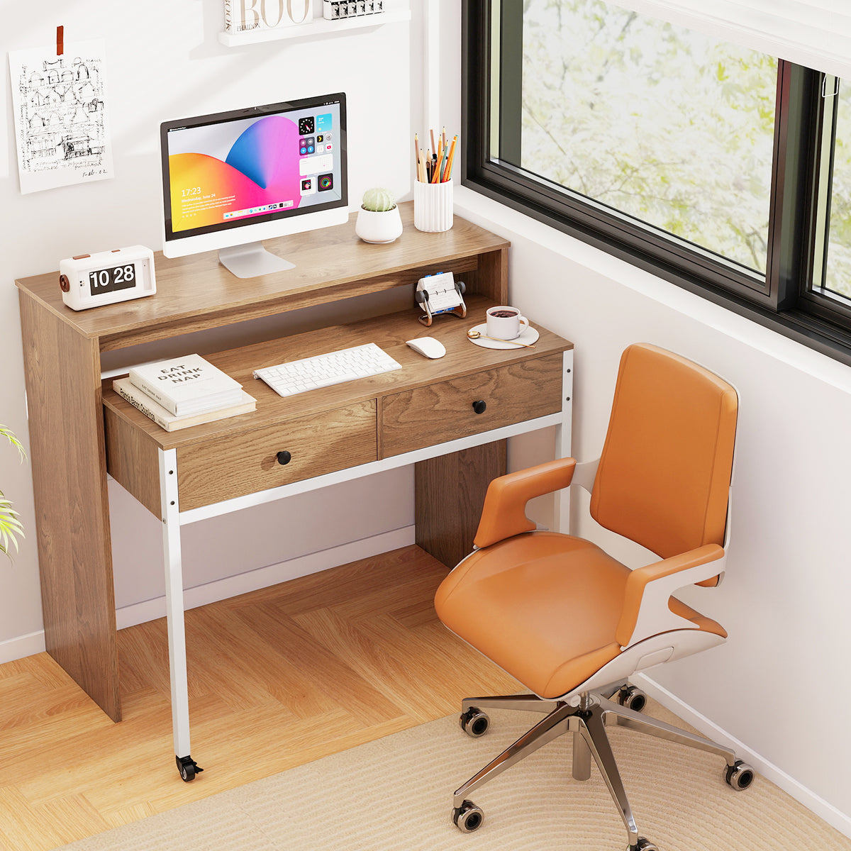 Generic Computer Table Giantex 100 CM Computer Desk, Modern Study Desk Working Table with Lar ...