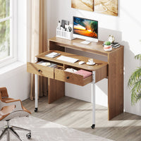 Extendable Computer Desk with 2 Storage Drawers