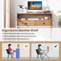 Extendable Computer Desk with 2 Storage Drawers