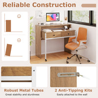 Giantex 100 CM Computer Desk, Modern Study Desk Working Table with Large Extendable Desktop