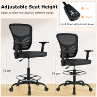 Height-adjustable Drafting Chair Swivel Task Chair Standing Desk Chair