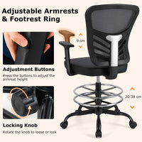 Height-adjustable Drafting Chair Swivel Task Chair Standing Desk Chair