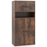Modern Bookcase Floor Standing Storage Cabinet with Doors and Adjustable Shelf
