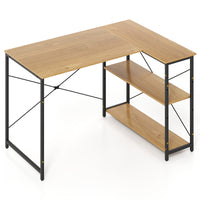 Giantex L-Shaped Desk 120 cm Writing Study Laptop Desk with Adjustable Storage Shelves