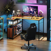 Giantex L-Shaped Desk 120 cm Writing Study Laptop Desk with Adjustable Storage Shelves