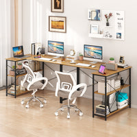 Giantex L-Shaped Desk 120 cm Writing Study Laptop Desk with Adjustable Storage Shelves