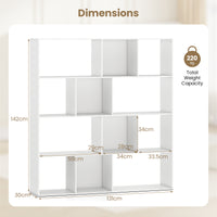 4-Tier Open Shelf Bookcase with 12 Storage Compartments