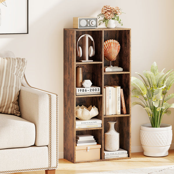 7-Cube Bookcase, Vertical or Horizontal Freestanding Bookshelf with 7 Compartments