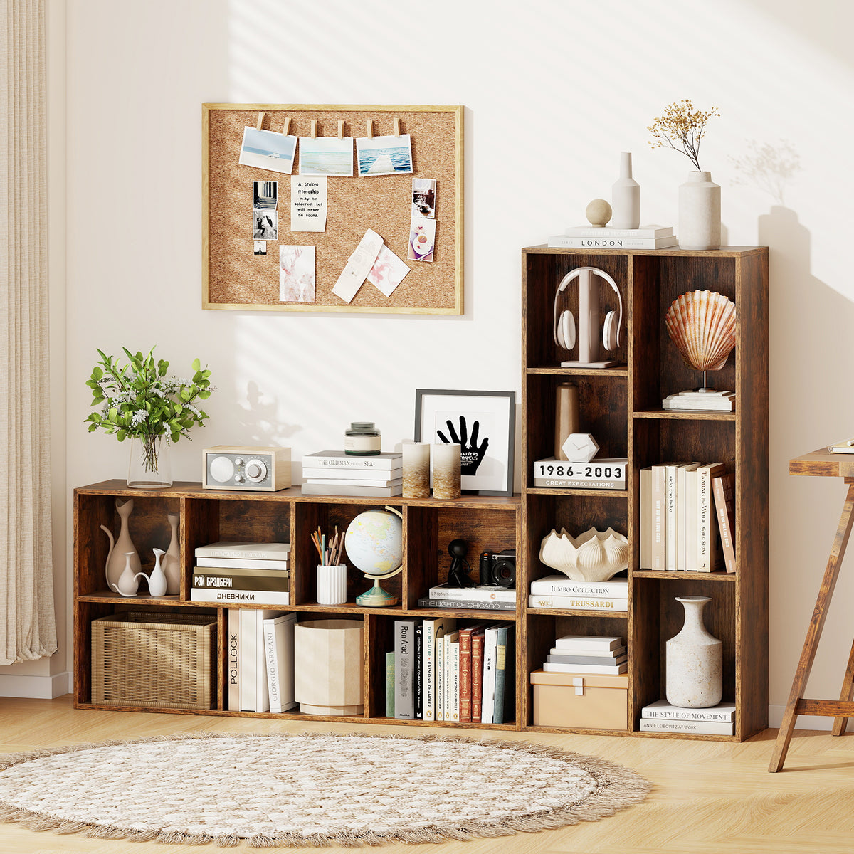 7-Cube Bookcase, Vertical or Horizontal Freestanding Bookshelf with 7 Compartments