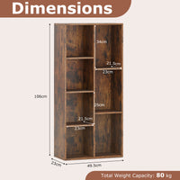 7-Cube Bookcase, Vertical or Horizontal Freestanding Bookshelf with 7 Compartments