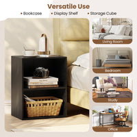2-Cube Bookcase, Floor Standing Open Bookshelf w/ 5-Position Adjustable Shelf, Modern Display Shelf, Cubby Storage Organizer