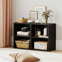 2-Cube Bookcase, Floor Standing Open Bookshelf w/ 5-Position Adjustable Shelf, Modern Display Shelf, Cubby Storage Organizer
