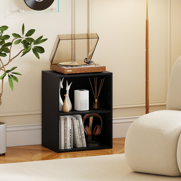 2-Cube Bookcase, Floor Standing Open Bookshelf w/ 5-Position Adjustable Shelf, Modern Display Shelf, Cubby Storage Organizer