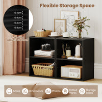 2-Cube Bookcase, Floor Standing Open Bookshelf w/ 5-Position Adjustable Shelf, Modern Display Shelf, Cubby Storage Organizer