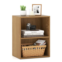 2-Cube Bookcase, Floor Standing Open Bookshelf w/ 5-Position Adjustable Shelf, Modern Display Shelf, Cubby Storage Organizer