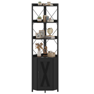 Giantex 6-Tier Corner Shelf, Standing Bookcase Bookshelf with 5-Level Adjustable Shelf & Anti-Tipping Kits