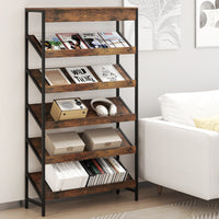 6 Tier Bookshelf, 161 cm Tall Freestanding Slant Display Shelf