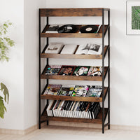 6 Tier Bookshelf, 161 cm Tall Freestanding Slant Display Shelf