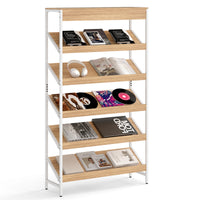 6 Tier Bookshelf, 161 cm Tall Freestanding Slant Display Shelf