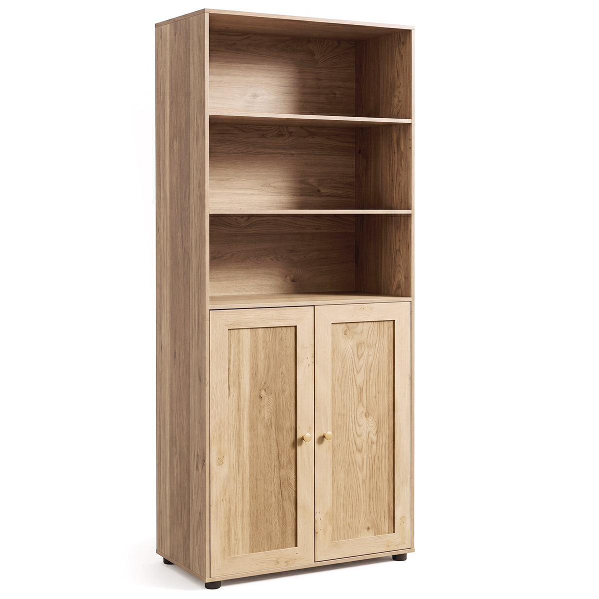 Giantex 182CM Bookcase with Doors, 3 Tier Open Book Shelving, Standing Wooden Display Bookcase