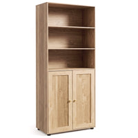 Giantex 182CM Bookcase with Doors, 3 Tier Open Book Shelving, Standing Wooden Display Bookcase