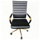 Ribbed PU Leather Office Chair with Armrests and Reclining Backrest