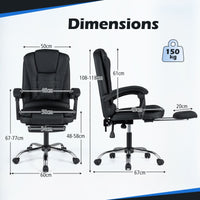 Massage Office Chair with Footrest Swivel Seat and Adjustable Reclining Backrest