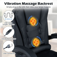 Massage Office Chair with Footrest Swivel Seat and Adjustable Reclining Backrest