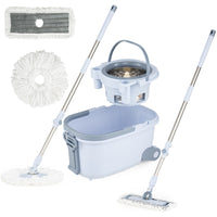 Flat Floor Mop and Bucket System with Mope Heads, Clean and Dirty Water Separation