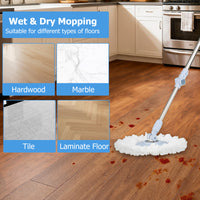 Flat Floor Mop and Bucket System with Mope Heads, Clean and Dirty Water Separation