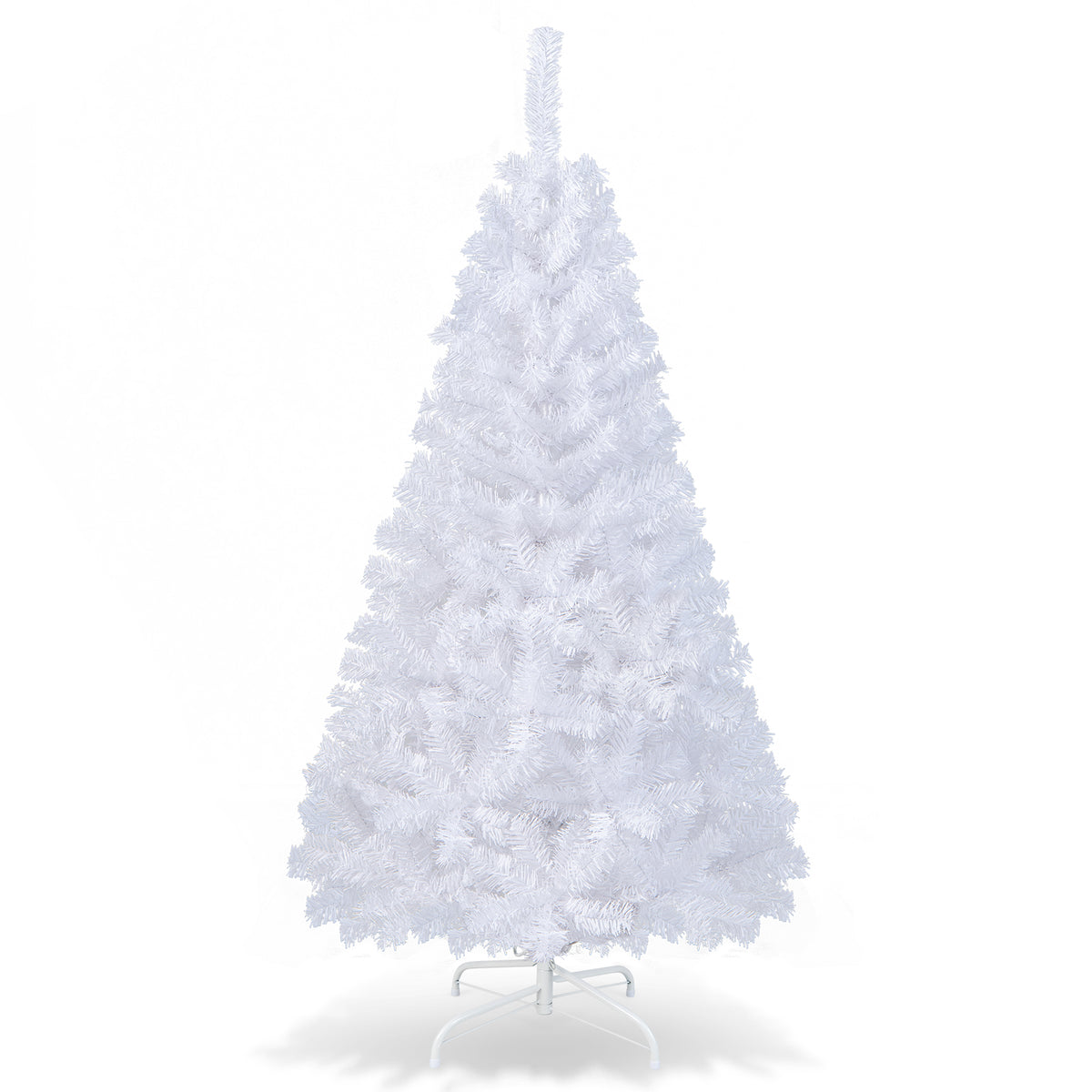 White Christmas Tree, Artificial Xmas Decoration Tree with 650 PVC Branch Tips & Metal Stand