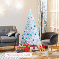 White Christmas Tree, Artificial Xmas Decoration Tree with 650 PVC Branch Tips & Metal Stand